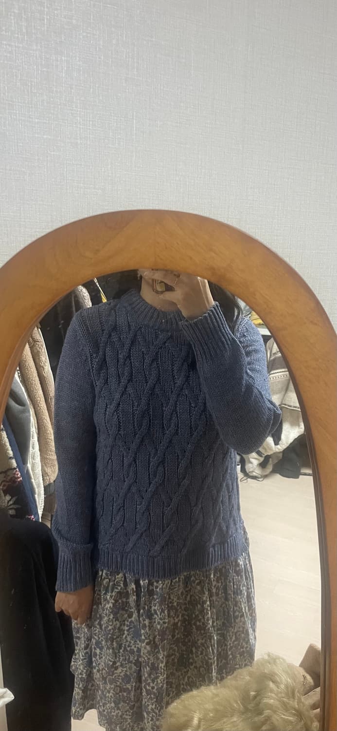 모리걸 빈티지 하늘 잔꽃 니트 레이어드 원피스 🩵🌸 상품이미지4