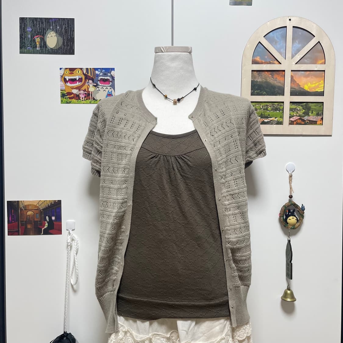 모리걸 베이지+카키 펀칭상의세트 상품이미지6