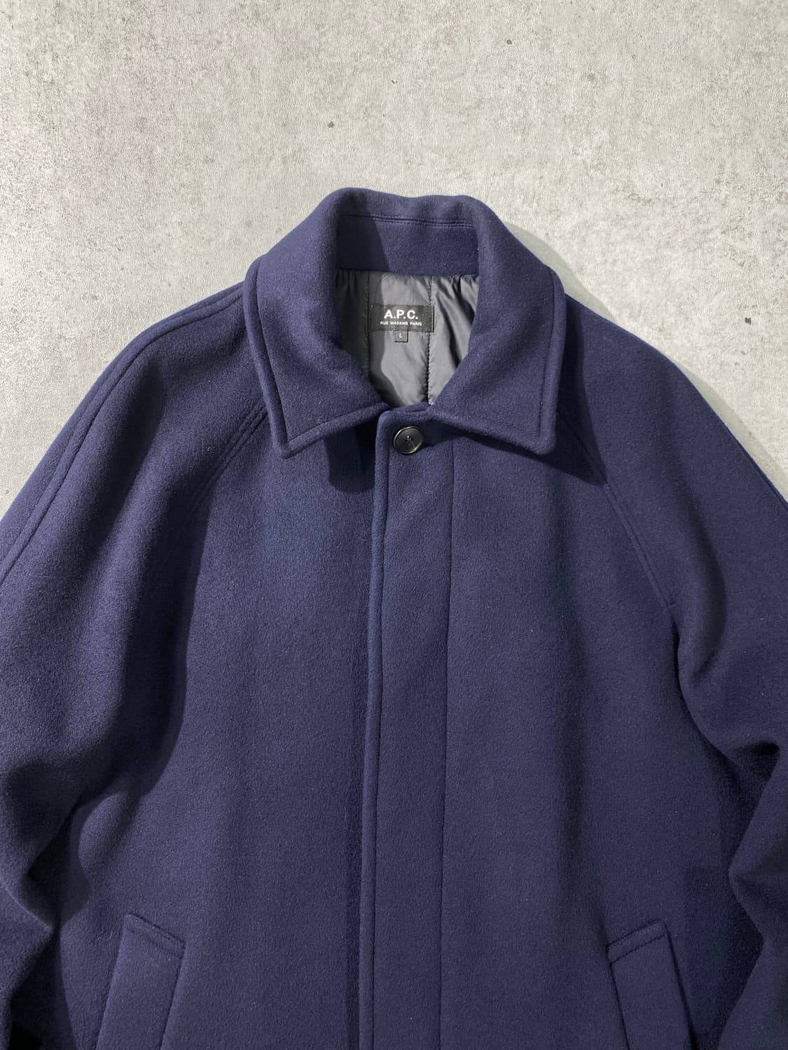 [L] A.P.C 아페쎄 네이비 울 발마칸 코트 상품이미지2