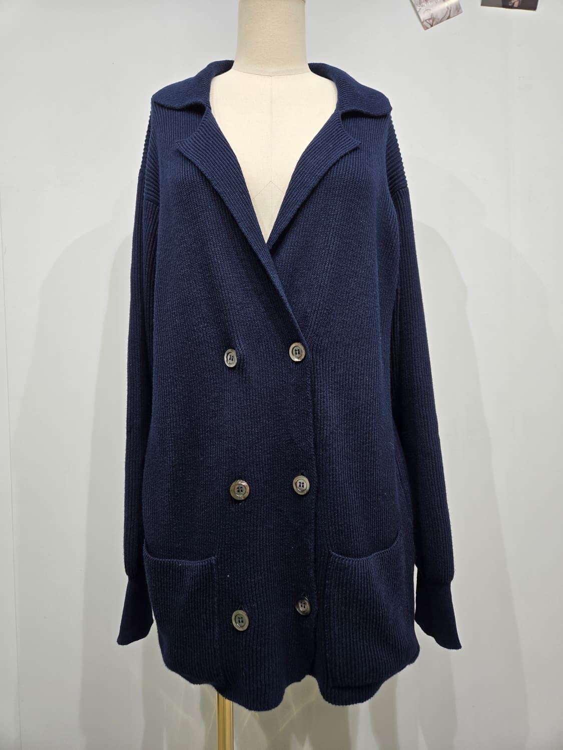 배리 네이비 더블버튼 니트 가디건 barrie 상품이미지1
