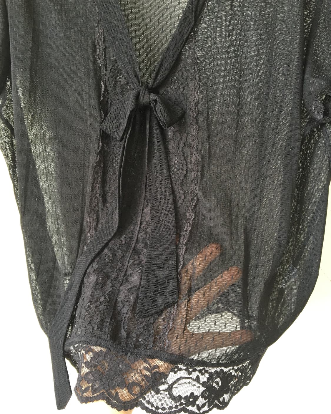 Lace trimming dot pattern see through bl 상품이미지4