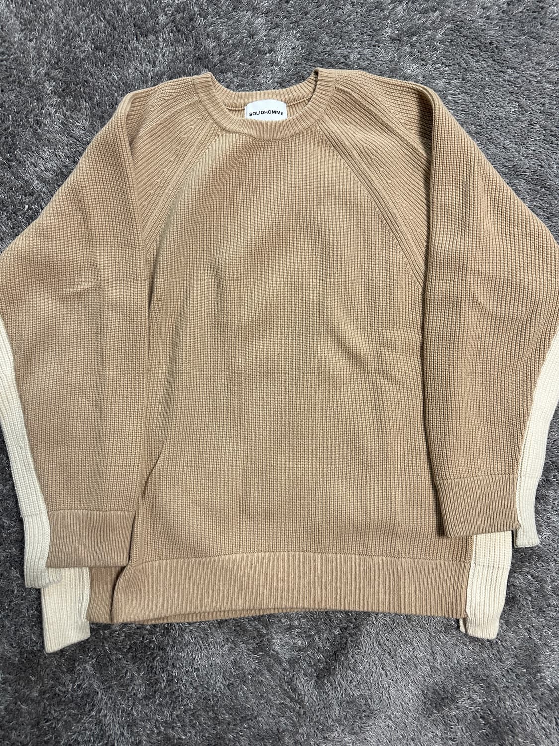 솔리드옴므 가오리 니트 카멜 베이지 46 사이즈 솔옴 상품이미지1