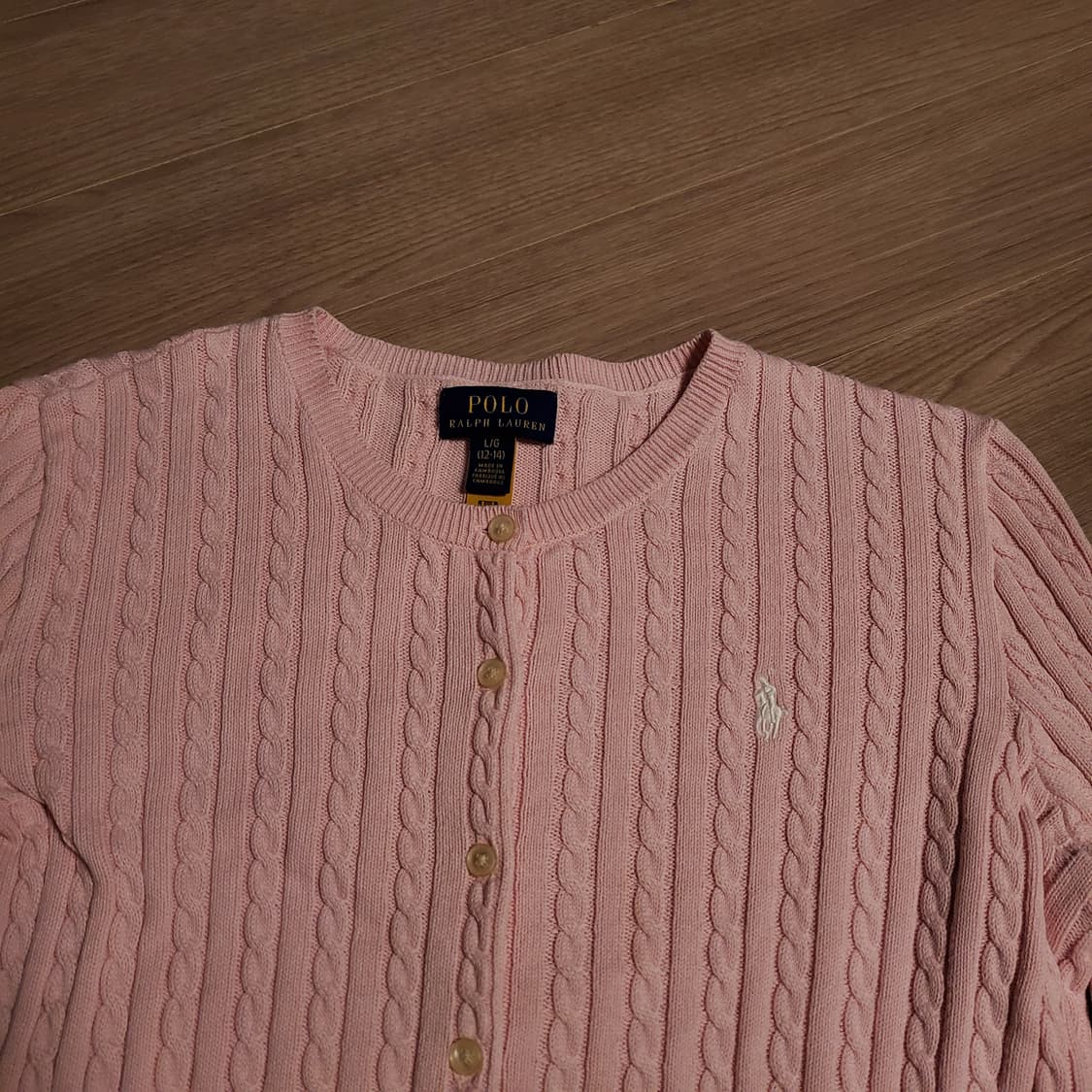 폴로 랄프로렌 꽈배기 가디건 핑크 상품이미지2