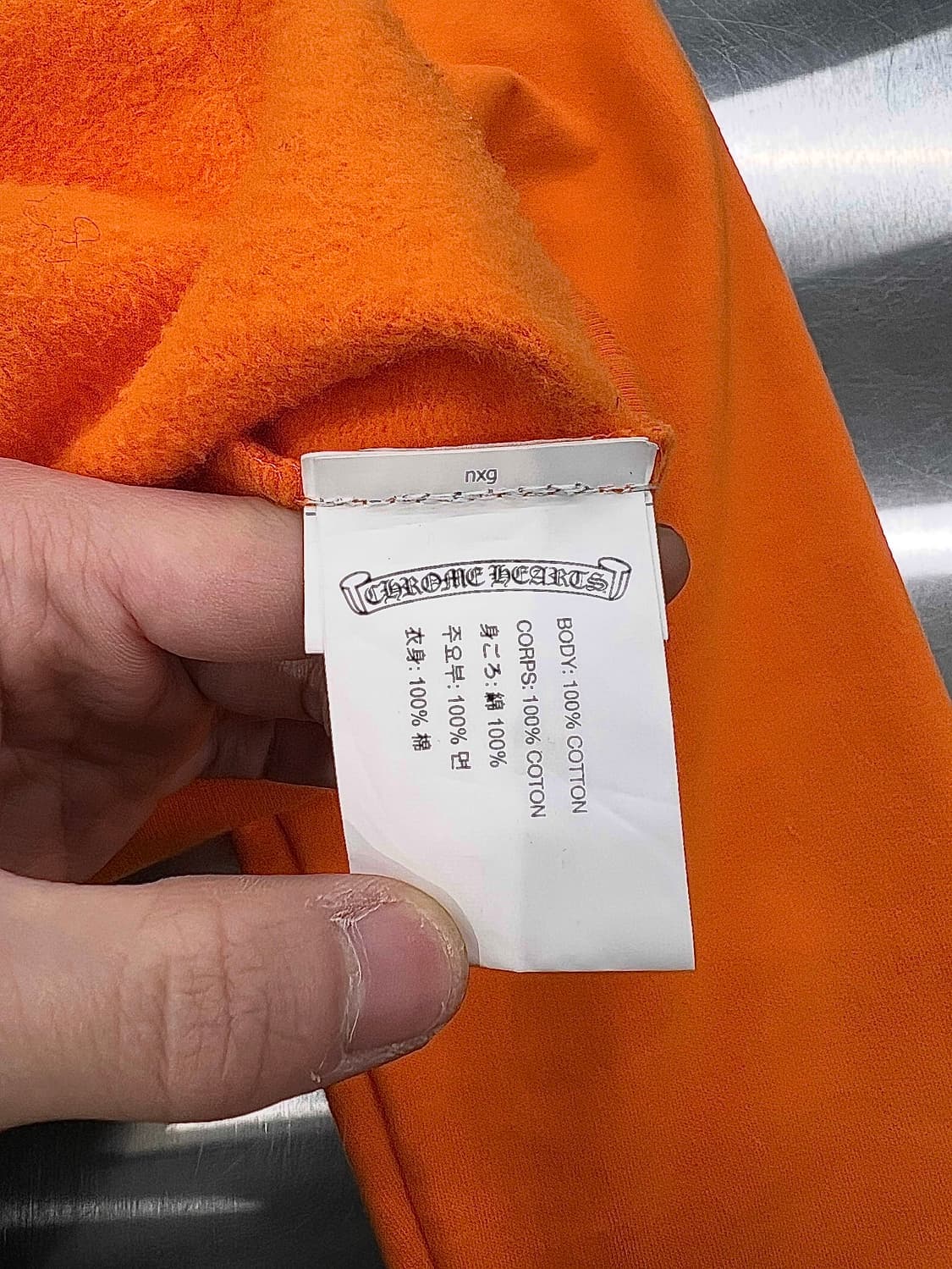 크롬하츠 x 오프화이트 18fw 네온 오렌지 후디 상품이미지7