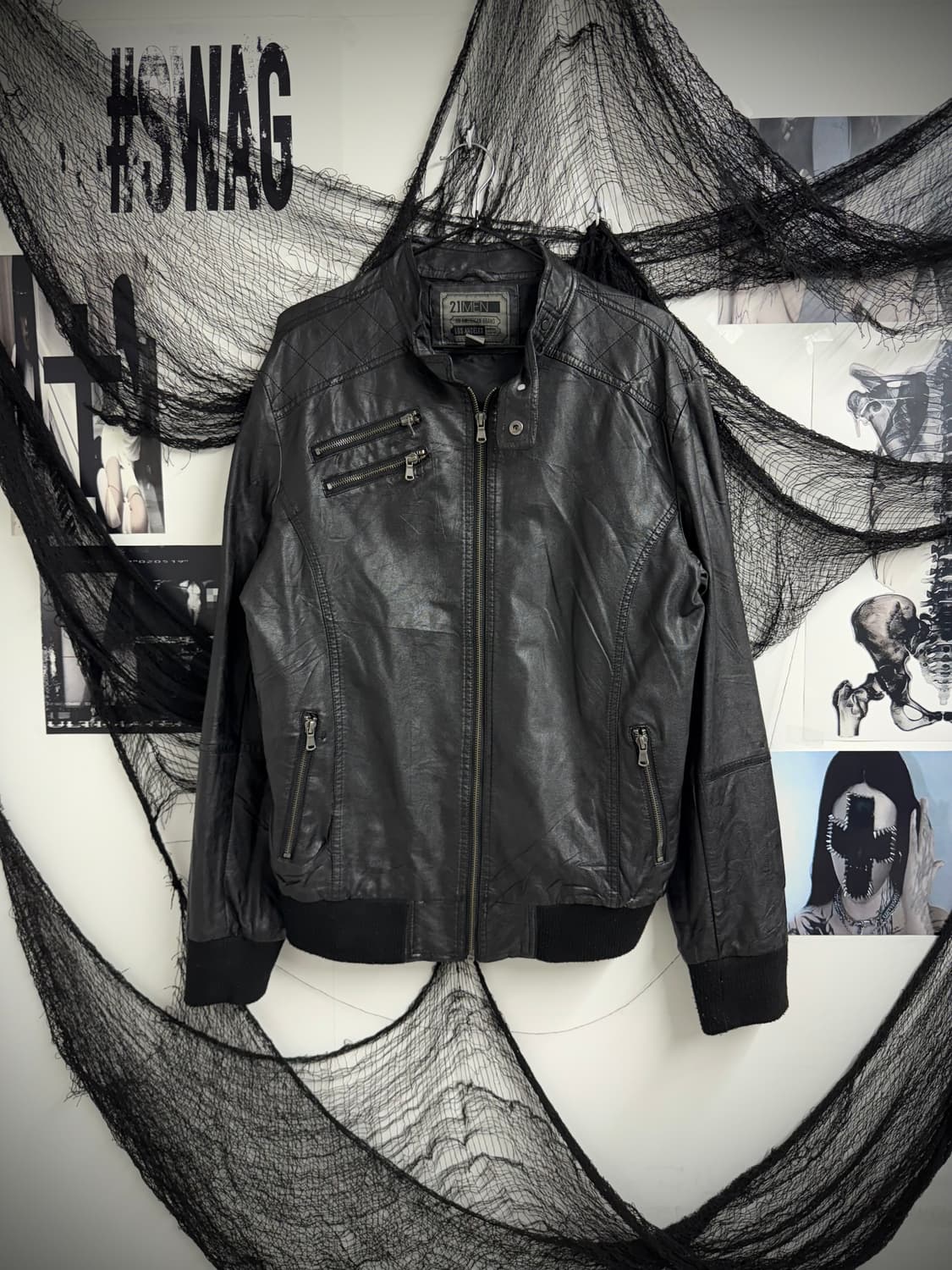 Zipper detailed buckle leather jacket 상품이미지1