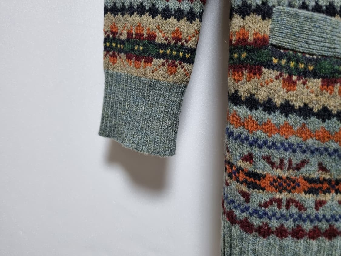 여성 레어 폴로 울 램스울 페어아일 긴팔 가디건 니트 스웨터 브이넥 상품이미지7