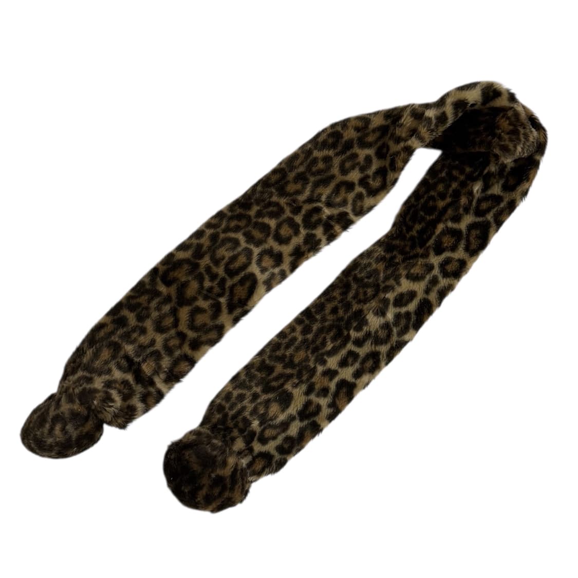 00s 갸루무드 레오파드 폼폼 퍼 머플러 상품이미지3