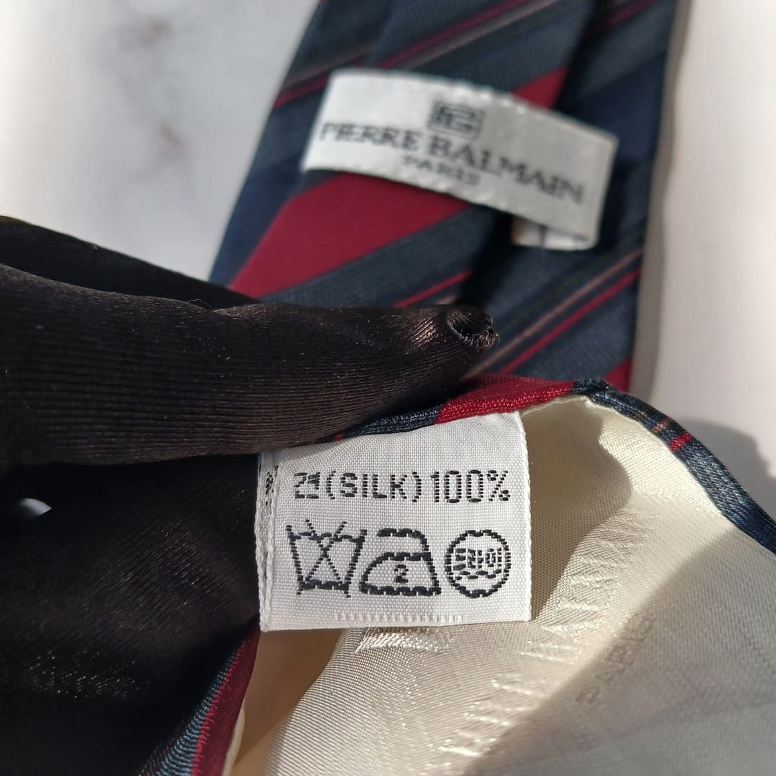 피에르 발망 실크 네이비 스트라이프 넥타이 8.4cm A등급 E820 상품이미지7