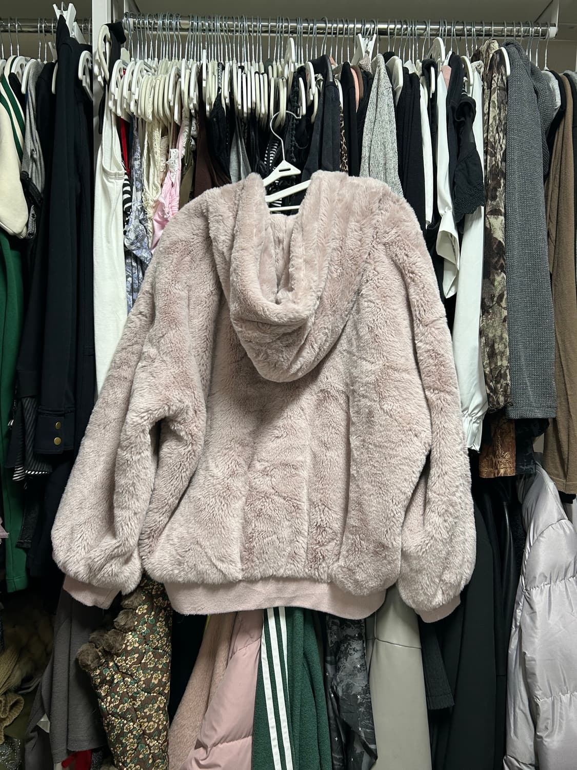 핑크 퍼 후드집업 상품이미지2