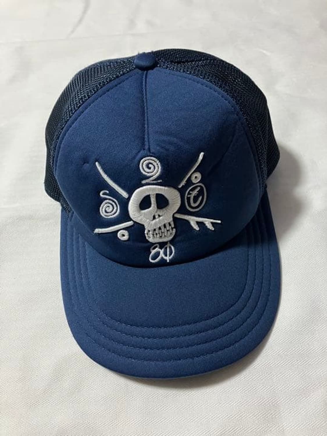 00s 스투시 스컬 메쉬 트러커 캡 네이비 상품이미지1