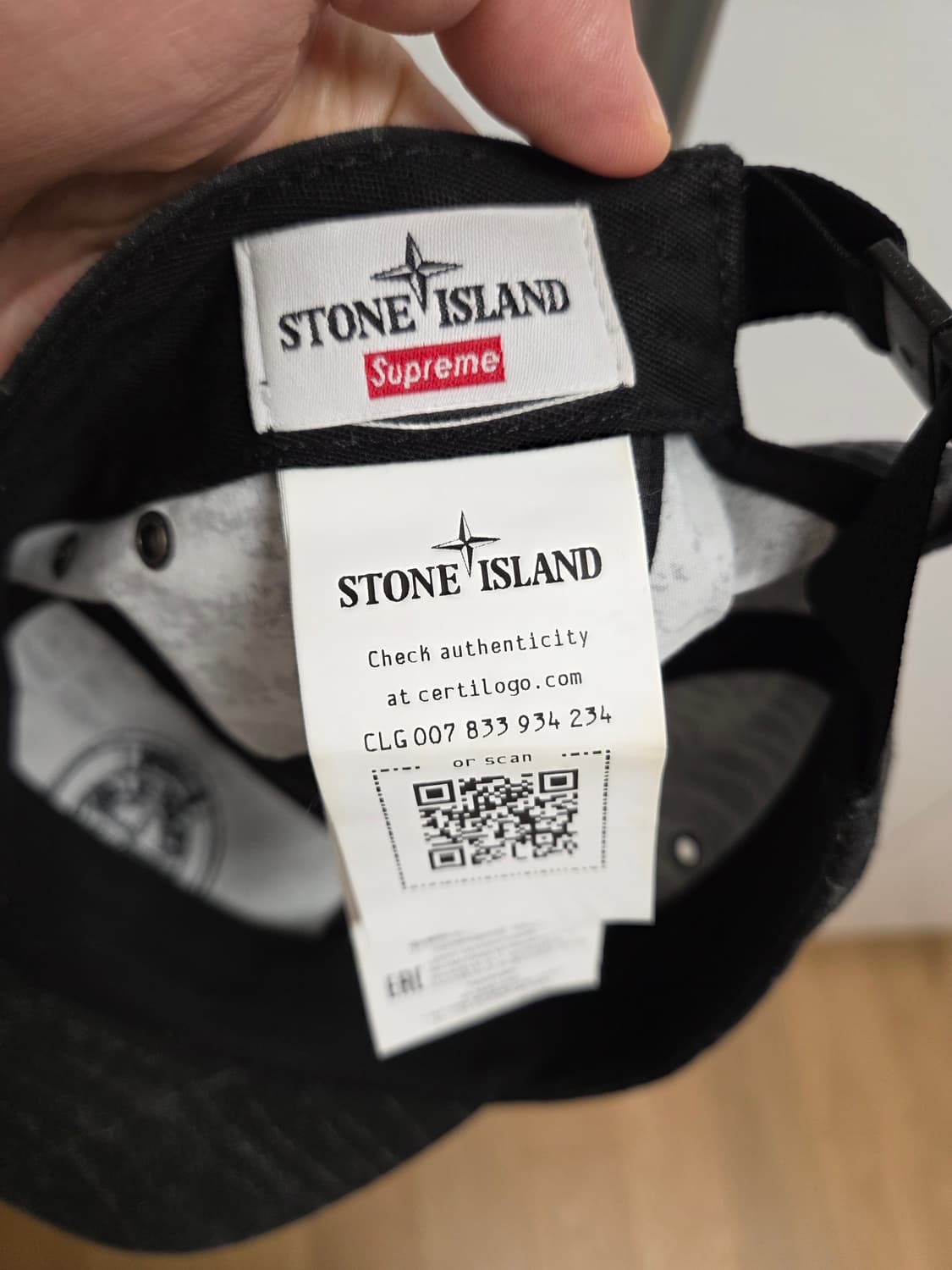 스톤아일랜드 X 슈프림 캠프캡 블랙 23FW 상품이미지6