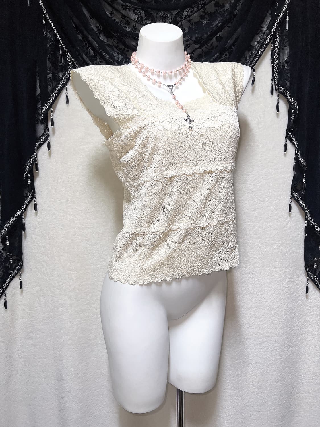 로맨틱고딕 갸루 오리엔탈 레이스 슬리브리스 나시 로걀탑 페어리 핀터 엔틱 상품이미지5