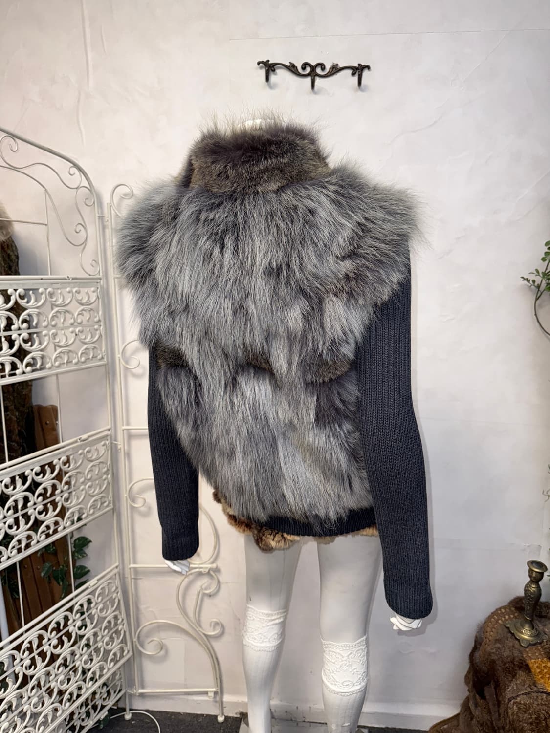 Ash gray fox fur knit zipup 상품이미지6