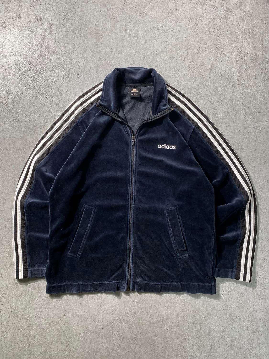 [M] 00s Adidas 아디다스 다크네이비 벨루어 트랙져지 셋업 상품이미지2