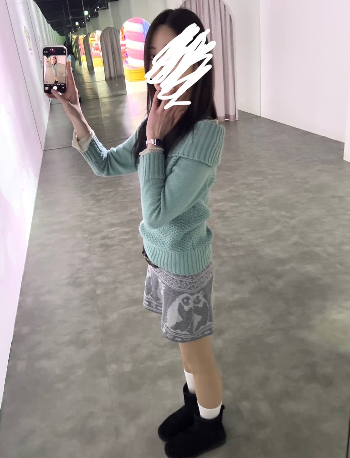 모리걸 민트 오프숄더 니트 상품이미지2