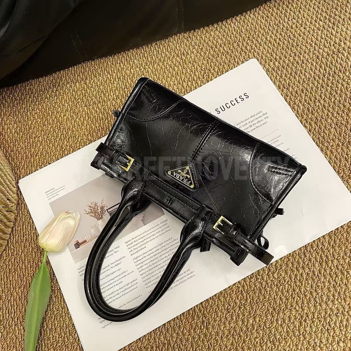 프라다 보니 가죽 핸드백 블랙 스몰 상품이미지5