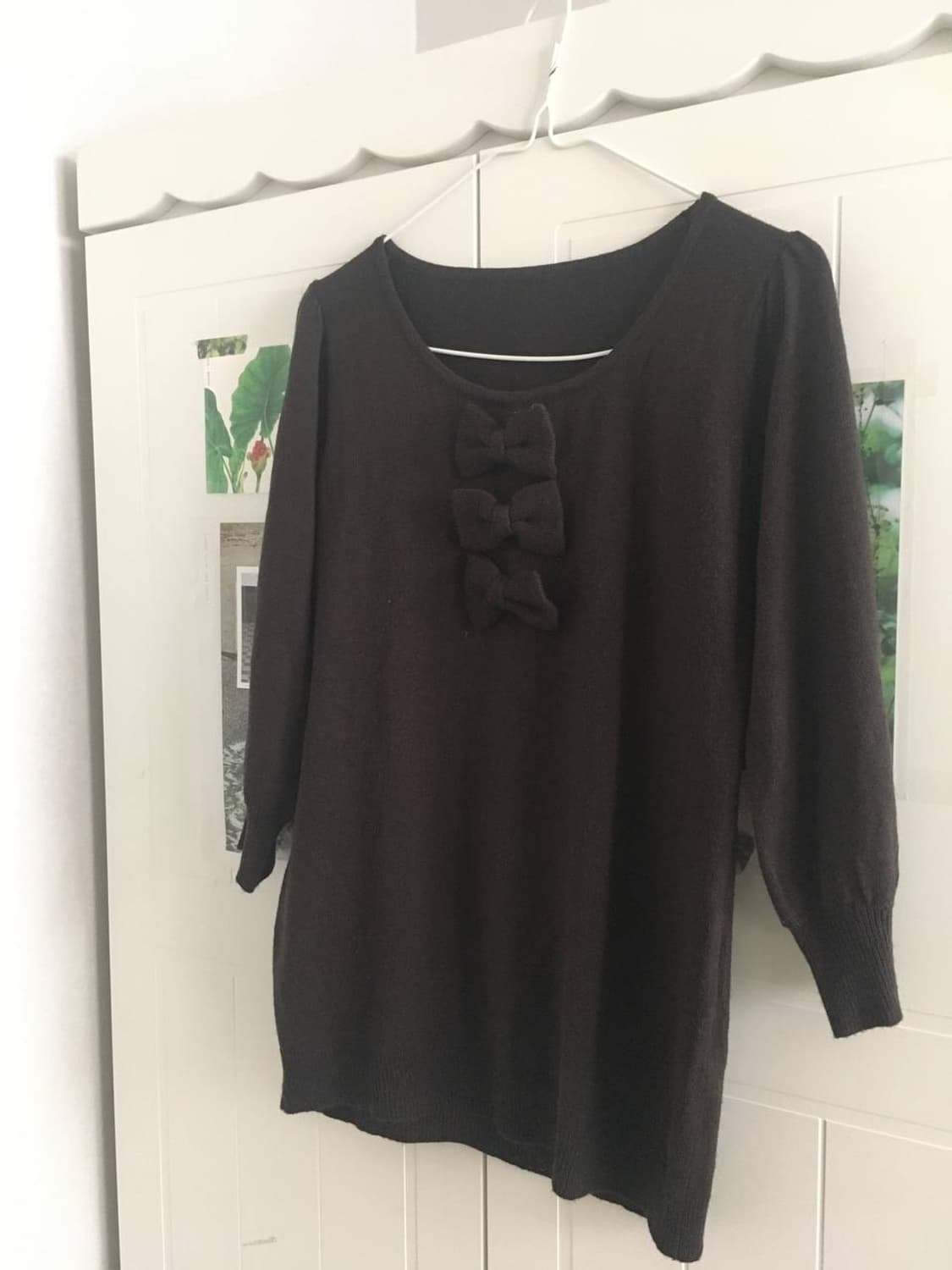 일본빈티지 리본 다크브라운 니트 꼼데 코스 미니멀 상품이미지2