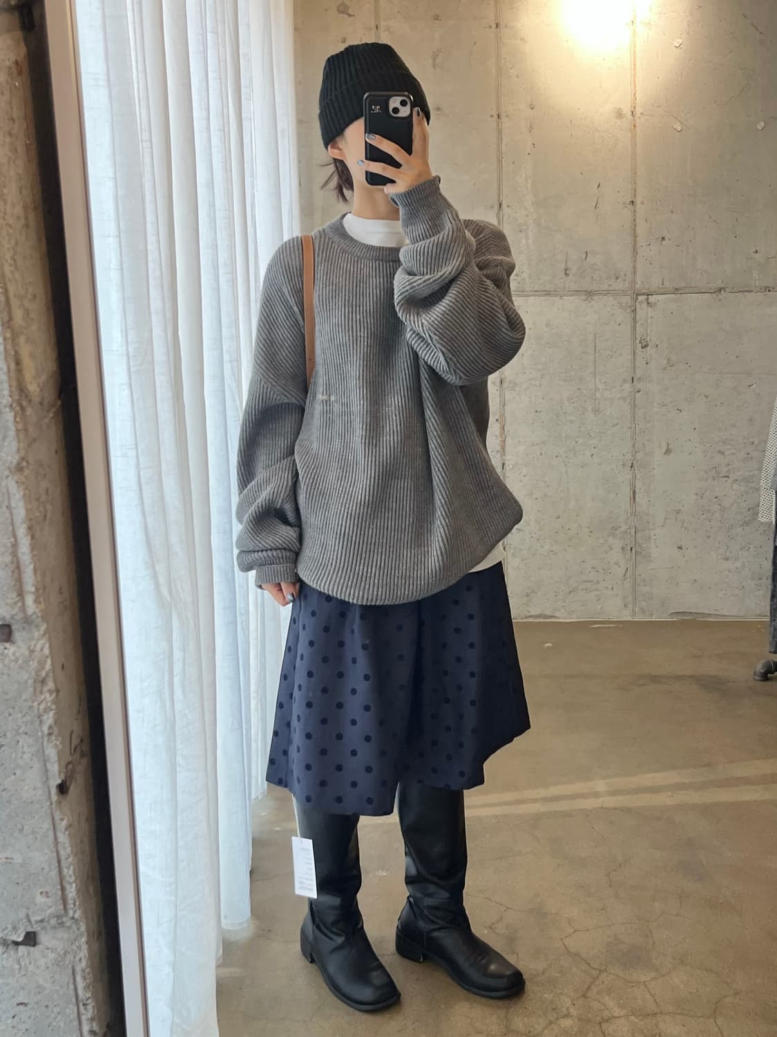 벨벳 도트 스커트 네이비 상품이미지8