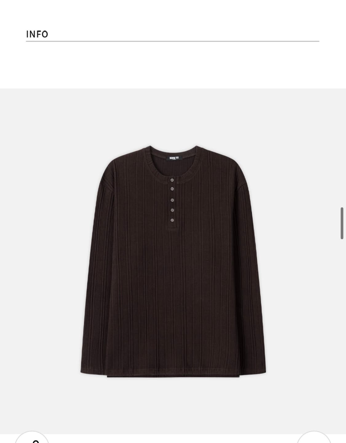 (XL) 드로우핏 리브드 헨리넥 티셔츠 [BROWN] 판매 상품이미지7