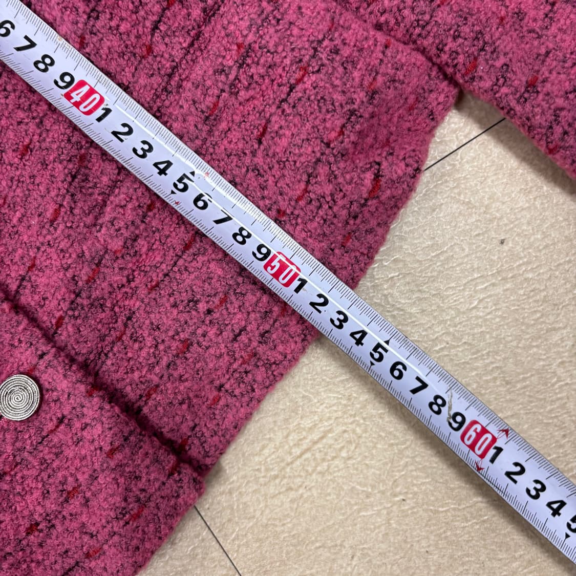 르네 일본 빈티지 핑크 트위드 자켓 상품이미지4