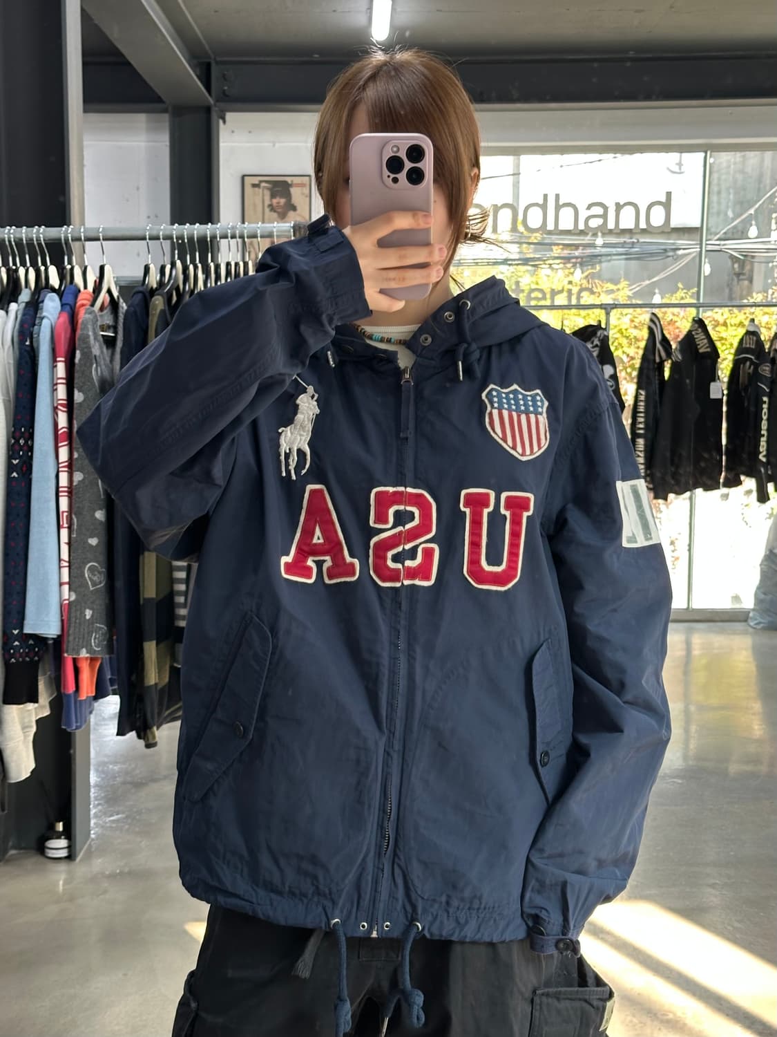 폴로 랄프로렌 USA 빅포니 코튼나일론 컴뱃자켓 네이비 상품이미지4