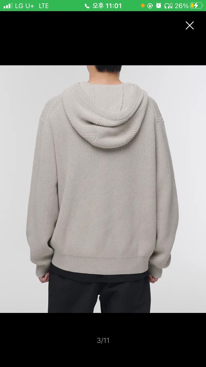 무신사 스탠다드 리브드 니트 후드 집업 s 상품이미지3