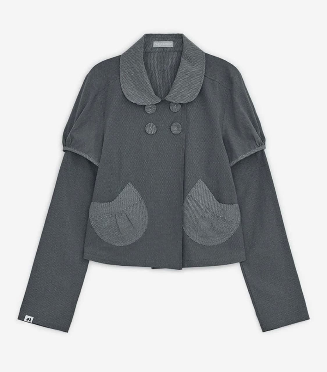 hugyourskin 허그유어스킨 디테쳐블 라운드 자켓 챠콜 상품이미지1