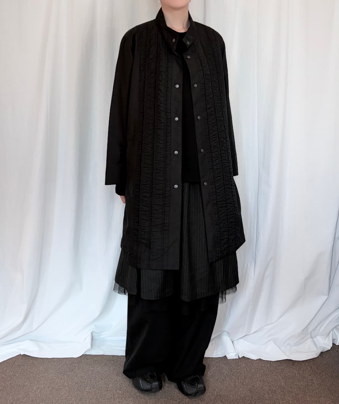 Reversible Sheer Midi Skirt - Black 상품이미지4
