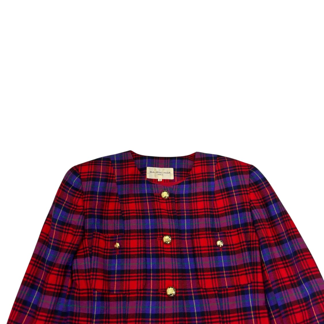 발렌시아가 논 칼라 체크 자켓 상품이미지2