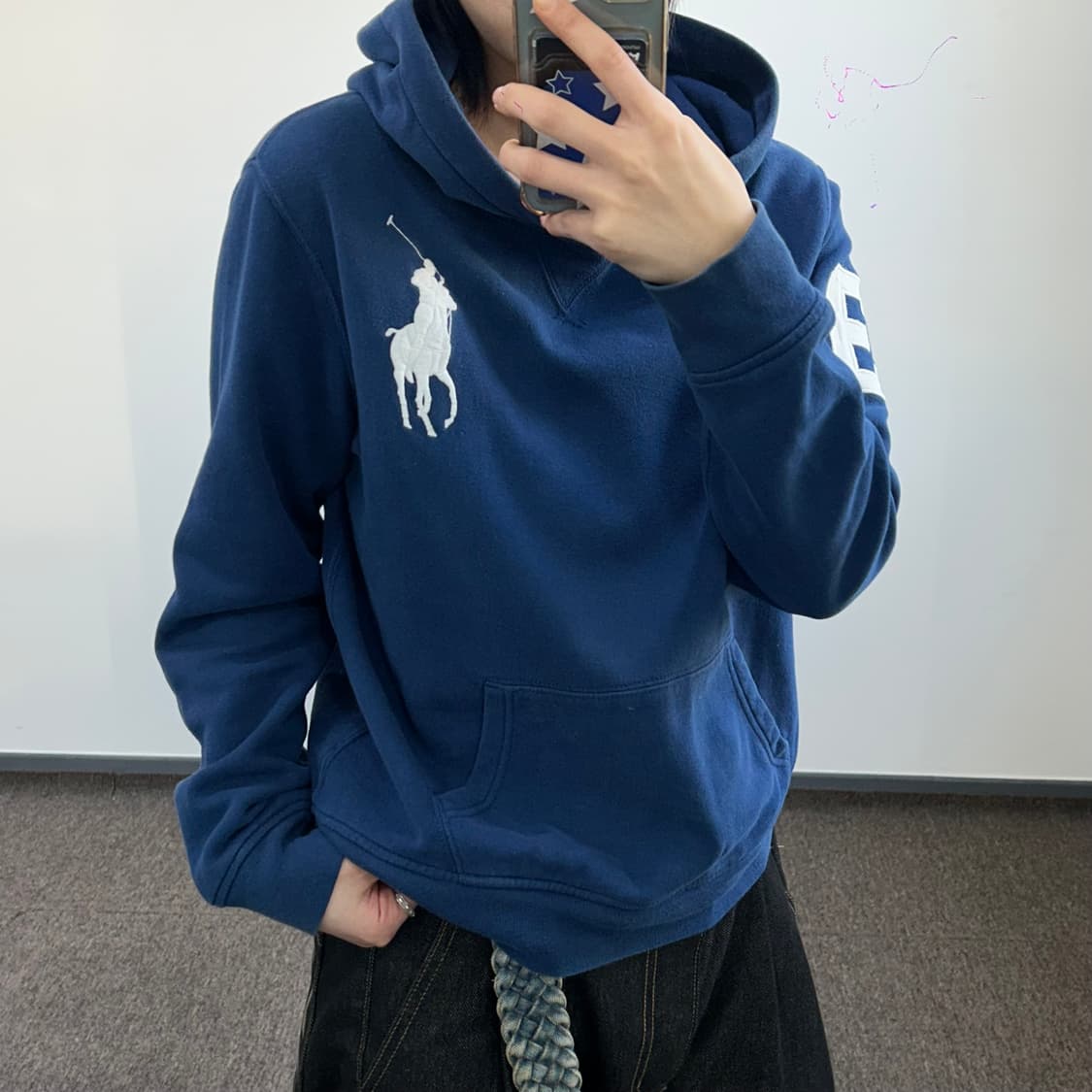 Polo 폴로 화이트 빅포니 블루 후드티 상품이미지2