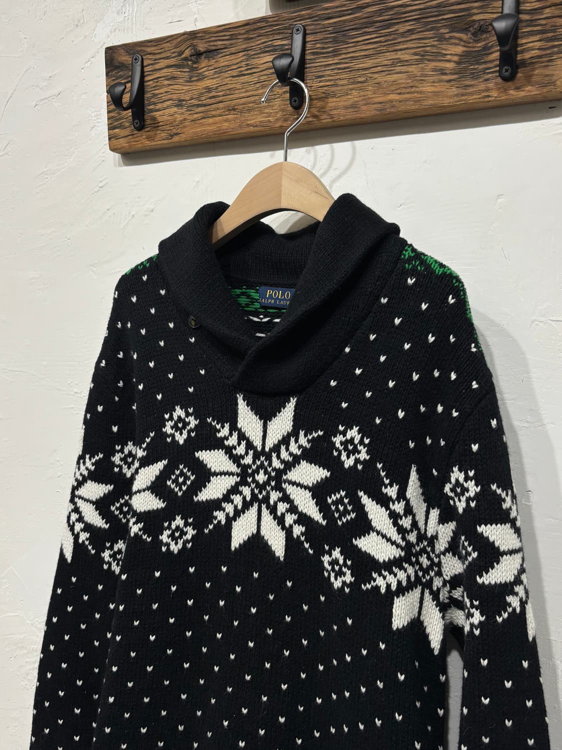 Polo 폴로 랄프로렌 신형 블랙 노르딕 숄카라 니트 상품이미지4
