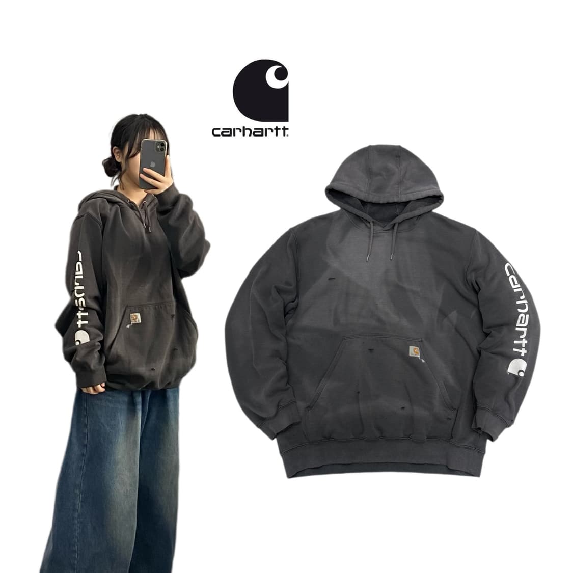 칼하트 하드 페이딩 디스트레스드 후드티 상품이미지1