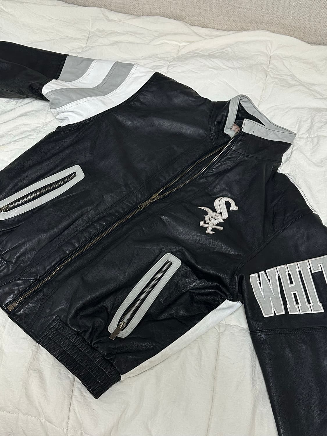 90s 스타터 시카고 화이트 삭스 메이저리그 가죽자켓 점퍼 라지 상품이미지3