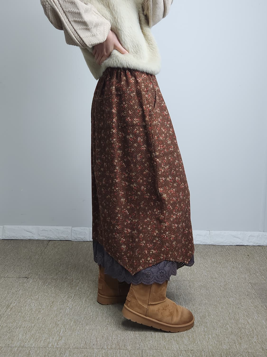 잔꽃 레이스 롱 스커트 상품이미지3