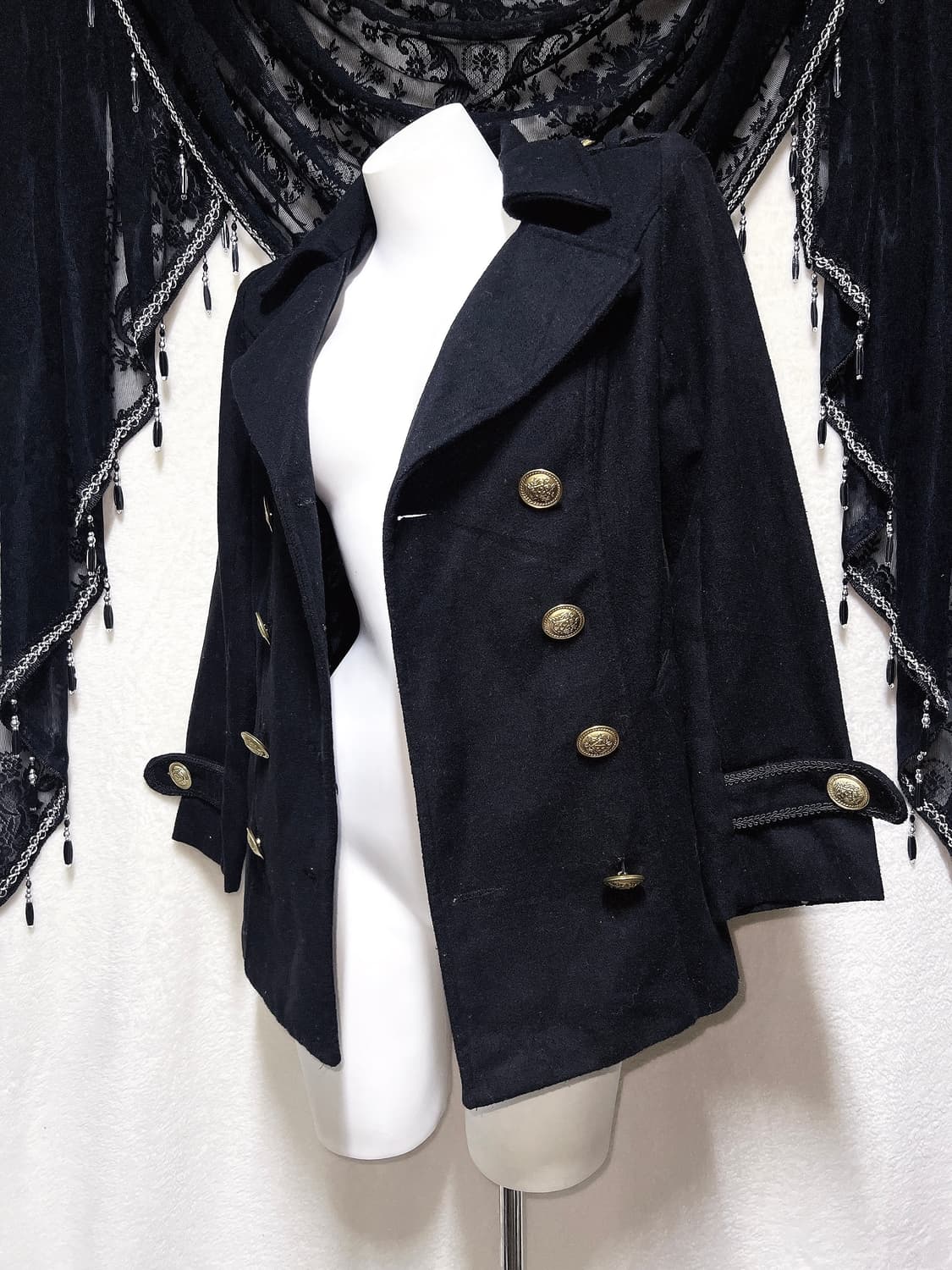 로맨틱고딕 로걀 오네갸루 블랙 금장 버튼 더블 코트 자켓 고스로리 펑크 상품이미지7