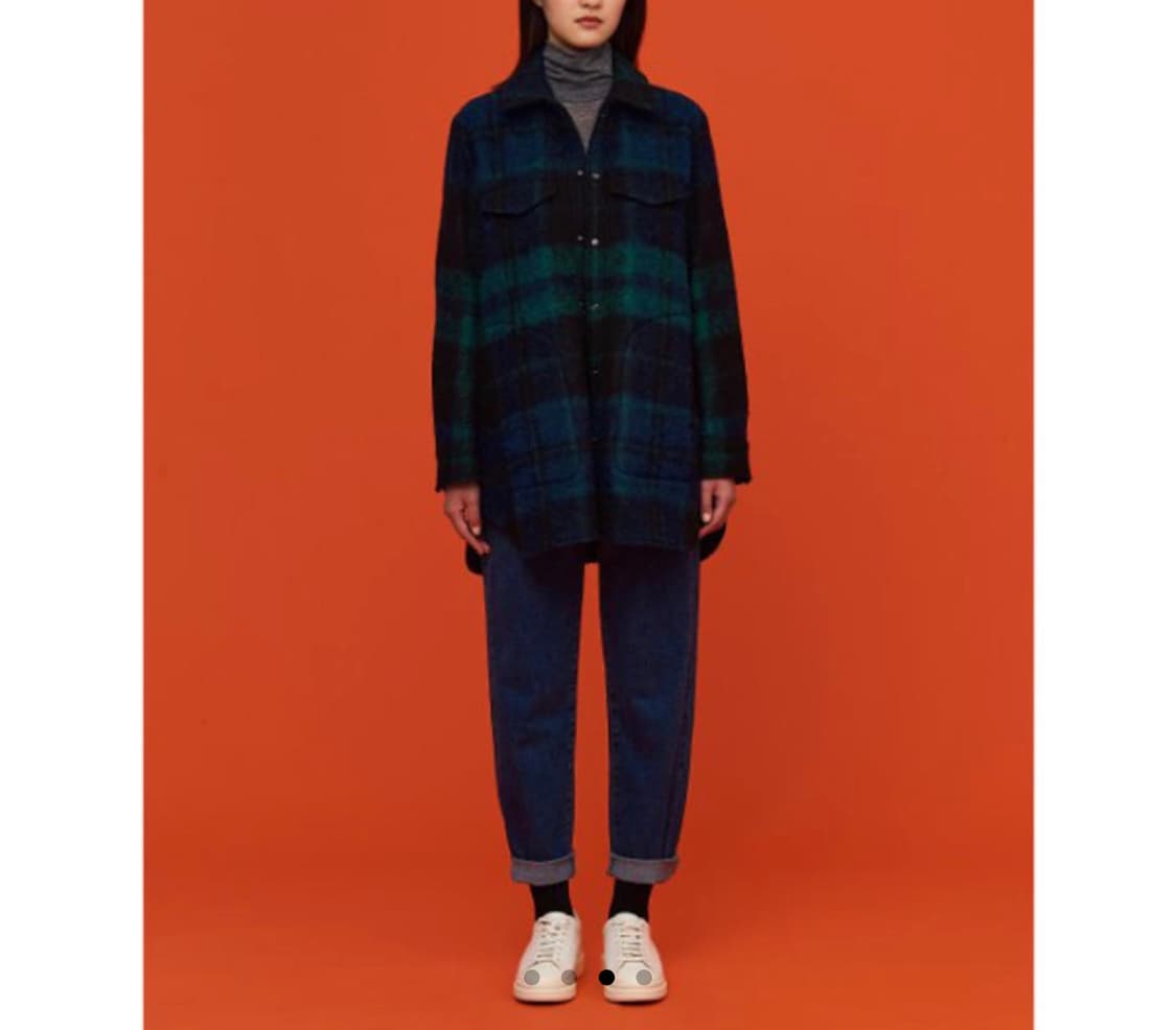 빈폴 그린 알파카 블렌드 헤어리 체크 트러커 상품이미지2