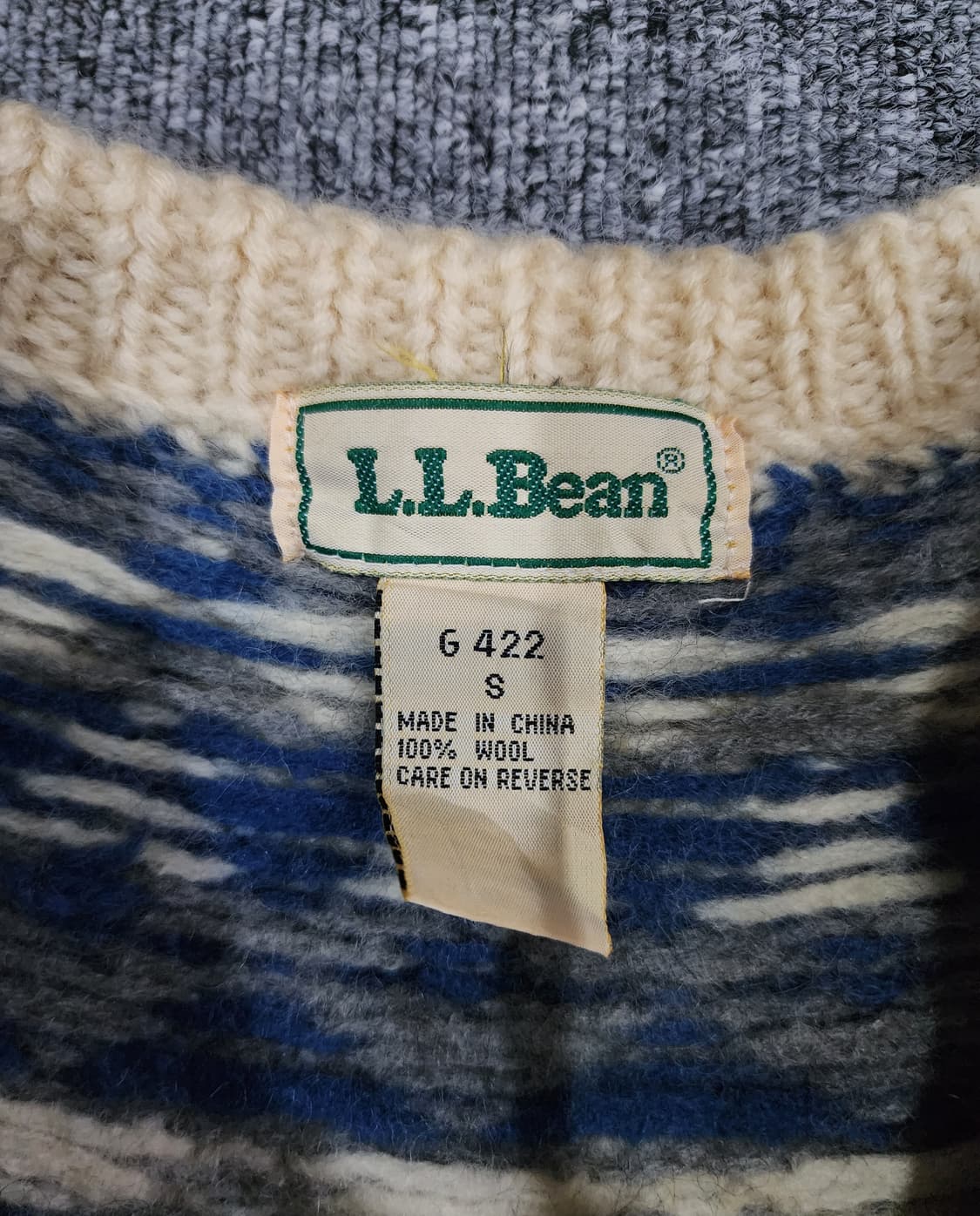L.L.Bean 빈티지 페어아일 노르딕 코위찬 울 집업 니트 스웨터 S 상품이미지5