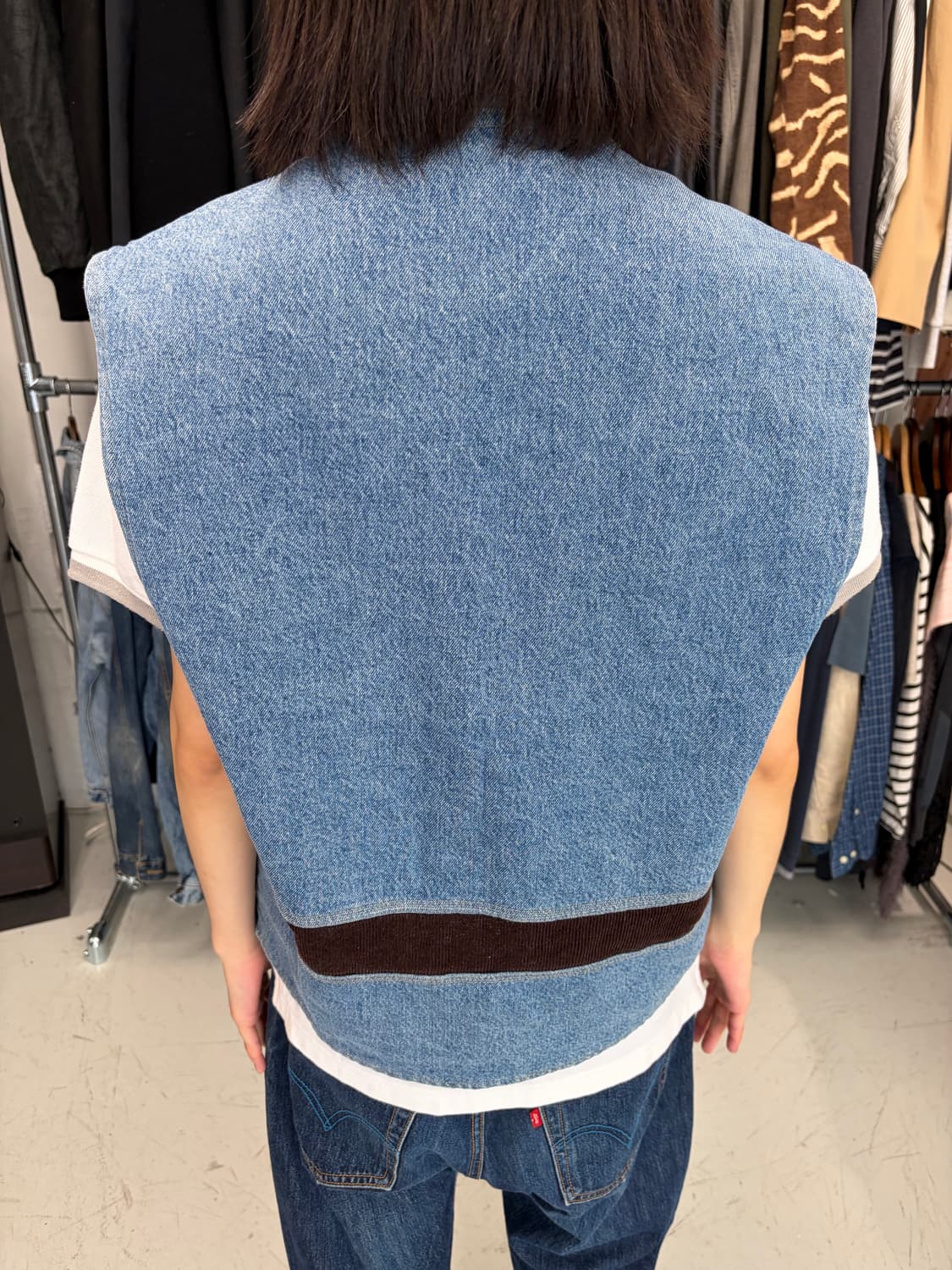 Bean Pole jeans 체크 패치워크 데님 베스트 상품이미지2