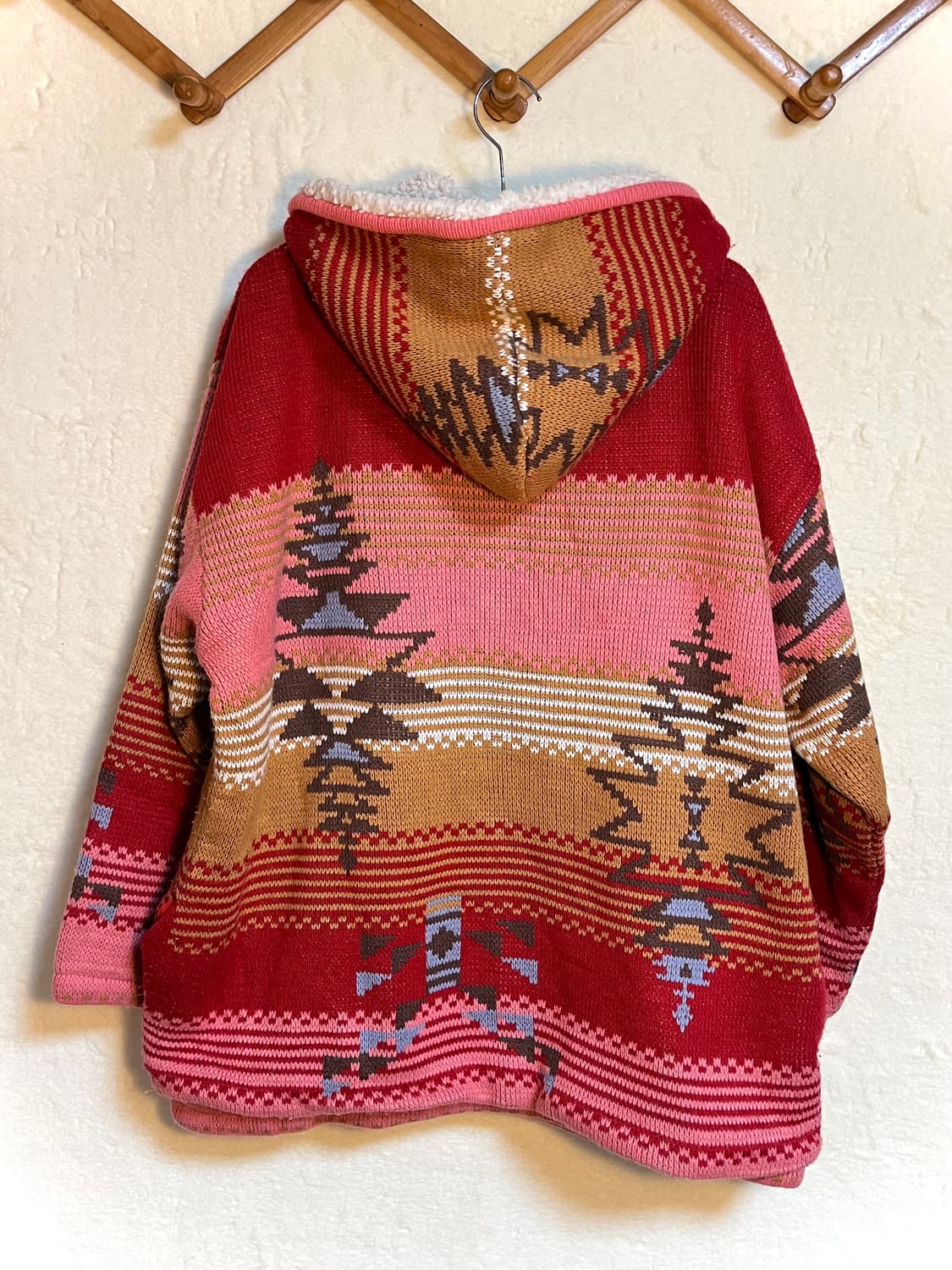 빈티지 에스닉 양털 후드 집업 니트 자켓 상품이미지2