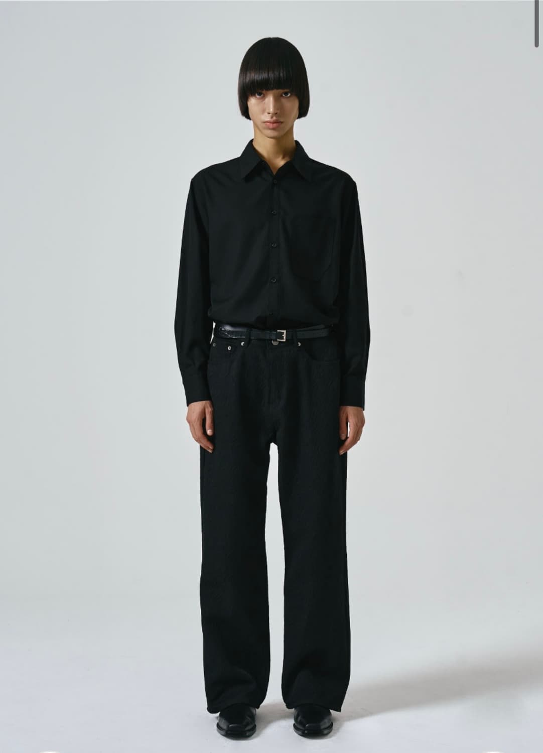 (48)노이어 쟈카드 세미 와이드 팬츠 블랙 상품이미지2