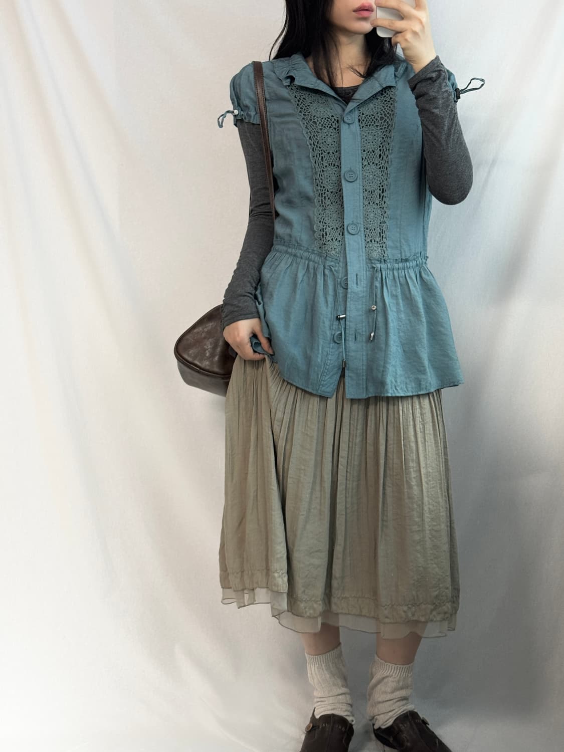 멀티 스트링 레이스 블라우스 상품이미지7