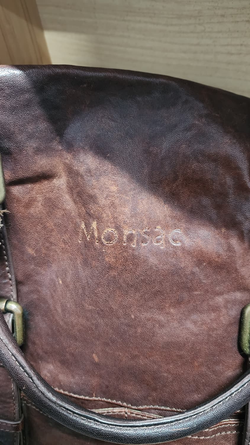 몽삭(Monsac) 가죽 토트백 겸 숄더백 브라운 상품이미지5