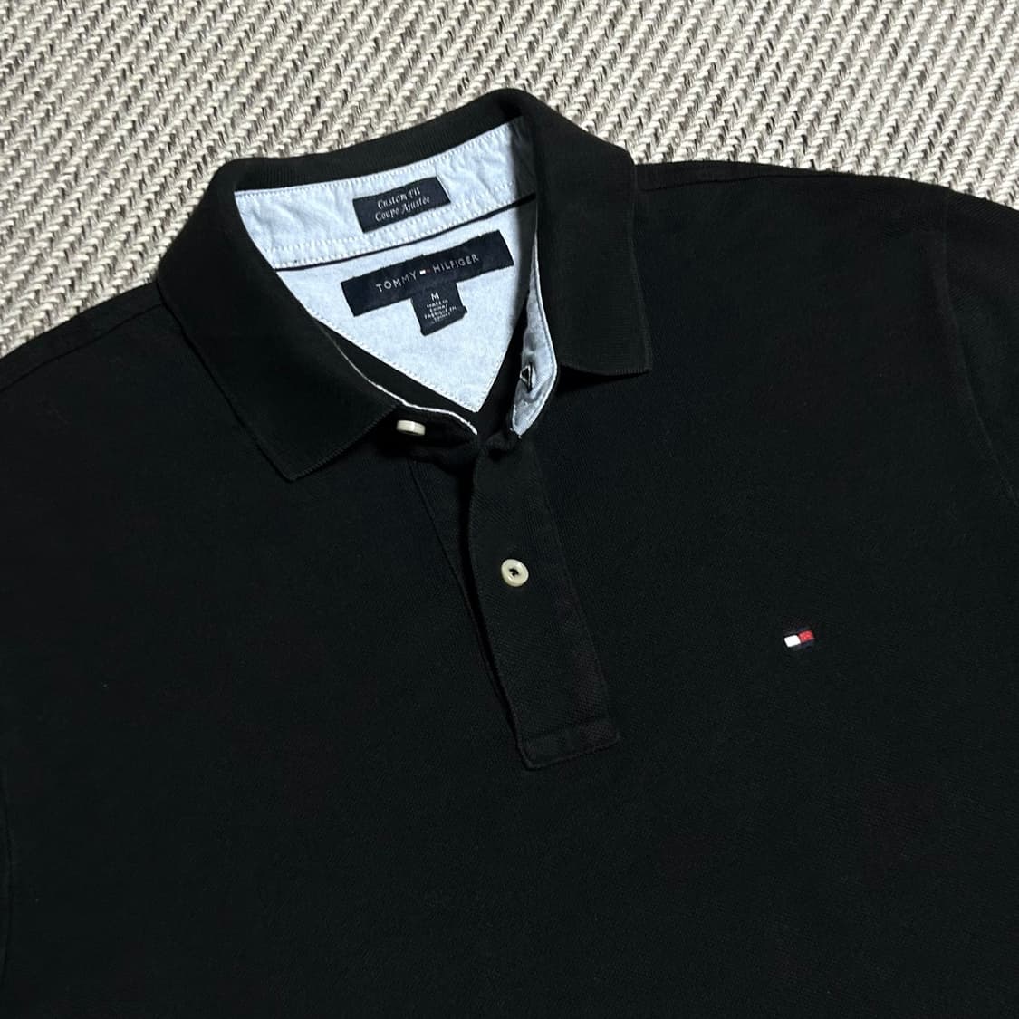 [M] Tommy 타미힐피거 베이직 블랙 코튼 반팔 카라티 상품이미지2