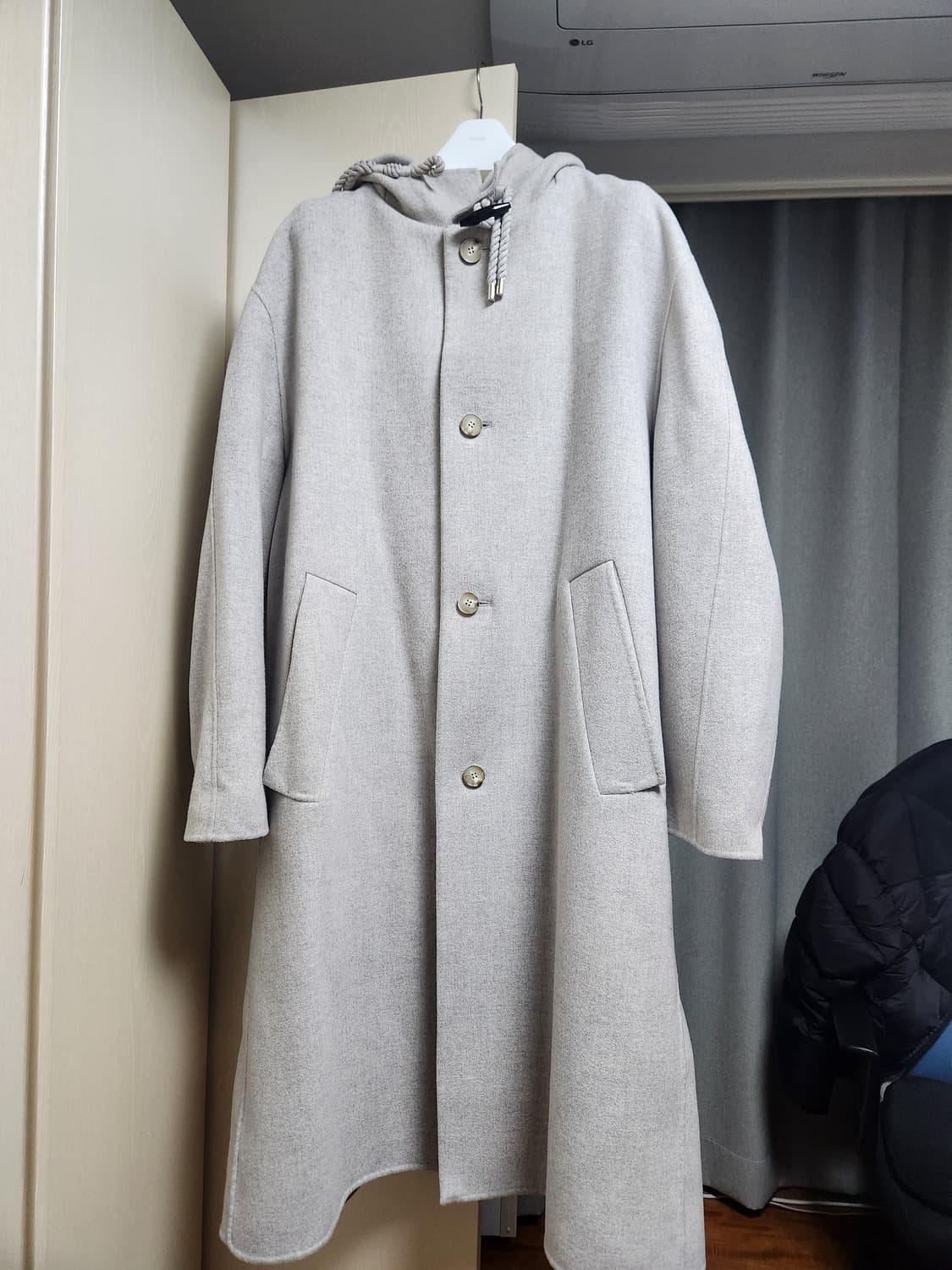 시스템옴므 멜란지 그레이 핸드메이드 후드 코트 상품이미지1