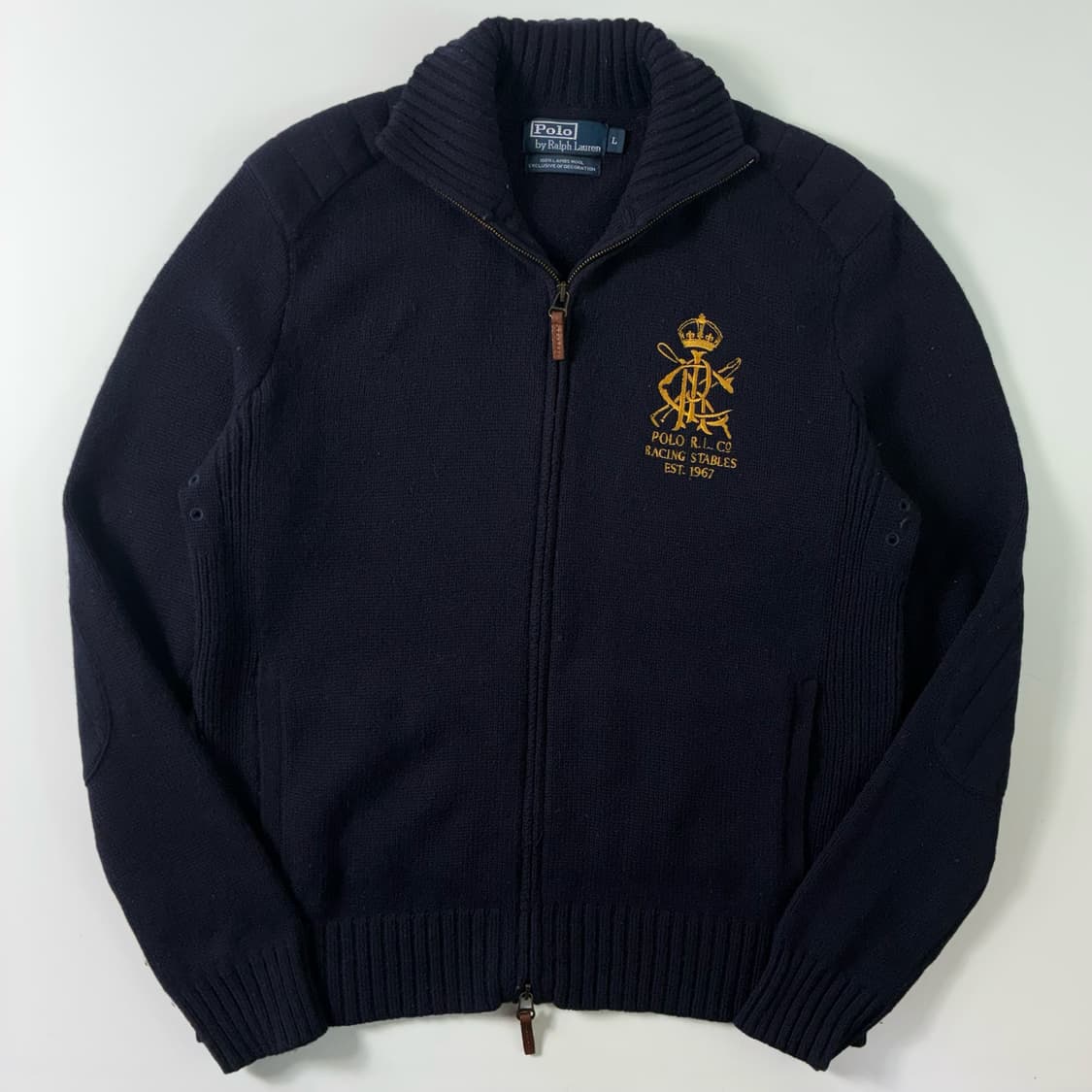 Polo  폴로 랄프로렌 레이싱 스테이블스 램스울 투웨이 네이비 니트집업 상품이미지1