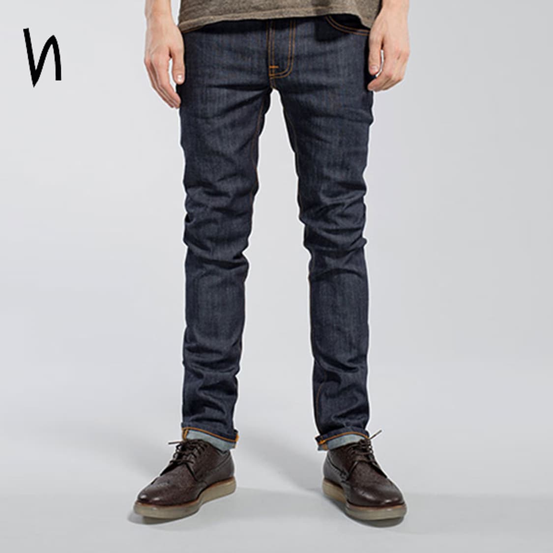 누디진 / 데님 청바지 (씬핀 드라이 에크루 엠보) 상품이미지1