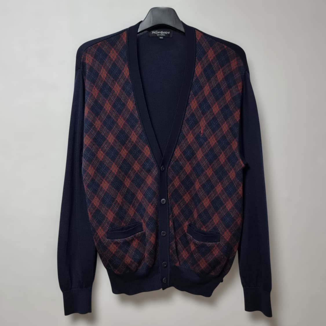 입생로랑 아가일 체크 패턴 가디건 95 상품이미지1