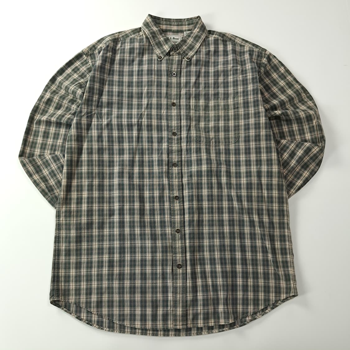 CK387 L 엘엘빈 90s 다크 그린 스몰 타탄 체크 셔츠 남방 상품이미지1