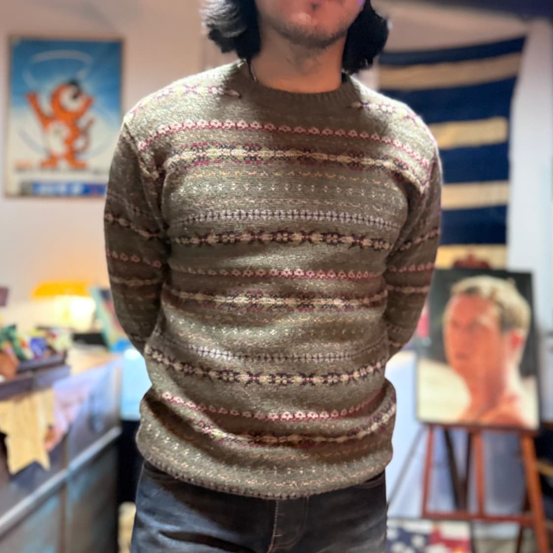 90‘s 빈티지 페어아일 울 니트 100 상품이미지6