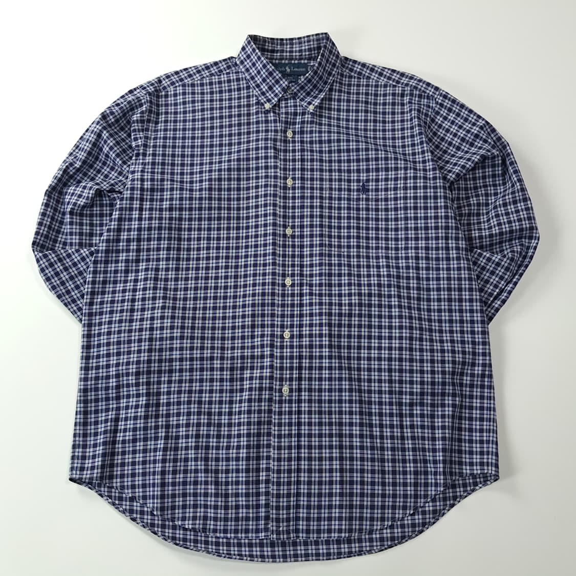 CK271 L 폴로 90s 홍콩판 네이비 스몰 타탄체크 셔츠 남방 상품이미지1